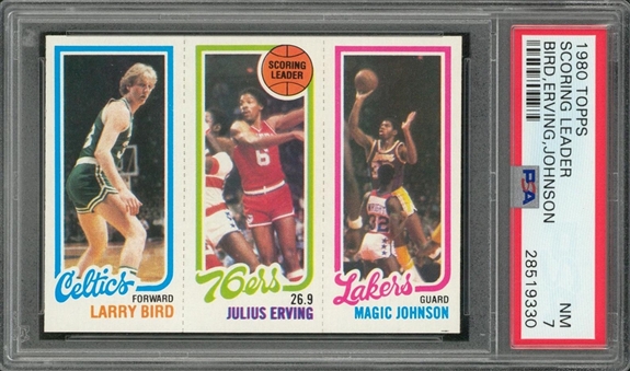 1980/81 Topps Larry Bird/Magic Johnson Rookie Card – PSA NM 7 